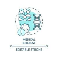 medicinsk intressera blå begrepp ikon. ärftlig sjukdomar. genealogisk forskning abstrakt aning tunn linje illustration. isolerat översikt teckning. redigerbar stroke vektor