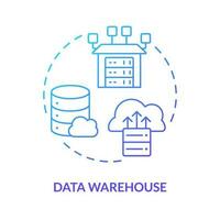 Daten Warenhaus Blau Gradient Konzept Symbol. online Lagerung. Information Analytik. Daten Repository abstrakt Idee dünn Linie Illustration. isoliert Gliederung Zeichnung vektor