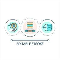 digital data säkra lagring slinga begrepp ikon. förvar av virtuell information. servrar abstrakt aning tunn linje illustration. isolerat översikt teckning. redigerbar stroke vektor