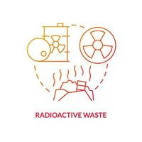 radioaktiv avfall röd lutning begrepp ikon. toxisk förorening av miljö. kärn händelse orsak abstrakt aning tunn linje illustration. isolerat översikt teckning vektor