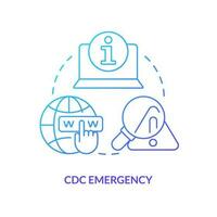 CDC Notfall Blau Gradient Konzept Symbol. Antwort Beamte Information. Weg zu bleibe abgestimmt abstrakt Idee dünn Linie Illustration. isoliert Gliederung Zeichnung vektor