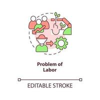 Problem von Arbeit Konzept Symbol. Landwirtschaft Mechanisierung. reduzieren Belegschaft. Automatisierung abstrakt Idee dünn Linie Illustration. isoliert Gliederung Zeichnung. editierbar Schlaganfall vektor