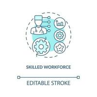 erfahren Belegschaft Türkis Konzept Symbol. wettbewerbsfähig Vorteil im Gesundheit Industrie abstrakt Idee dünn Linie Illustration. isoliert Gliederung Zeichnung. editierbar Schlaganfall vektor