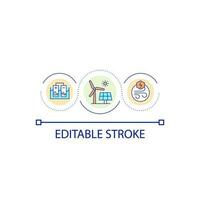 verlängerbar Energie Schleife Konzept Symbol. Grün Elektrizität. nachhaltig Leben. Alternative Leistung Quellen abstrakt Idee dünn Linie Illustration. isoliert Gliederung Zeichnung. editierbar Schlaganfall vektor