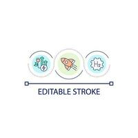 Stromversorgung Raumfahrzeug mit Wasserstoff Schleife Konzept Symbol. h2 Treibstoff Zelle Technologie. Alternative Energie abstrakt Idee dünn Linie Illustration. isoliert Gliederung Zeichnung. editierbar Schlaganfall vektor