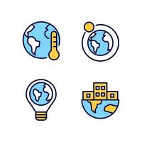 global problem pixel perfekt rgb Färg ikoner uppsättning. urbanisering bearbeta. klimat förändra. energi hållbarhet. isolerat vektor illustrationer. enkel fylld linje ritningar samling. redigerbar stroke