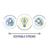 förnybar energi på bruka slinga begrepp ikon. hållbar jordbruk lösning abstrakt aning tunn linje illustration. växande biobränsle gröda. isolerat översikt teckning. redigerbar stroke vektor