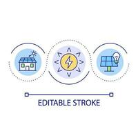 Zuhause Solar- elektrisch System Schleife Konzept Symbol. Wohn Solar- Panel abstrakt Idee dünn Linie Illustration. Photovoltaik Technologie. isoliert Gliederung Zeichnung. editierbar Schlaganfall vektor
