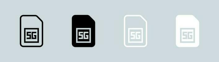5 Generation Symbol einstellen im schwarz und Weiß. Netzwerk Zeichen Vektor Illustration.