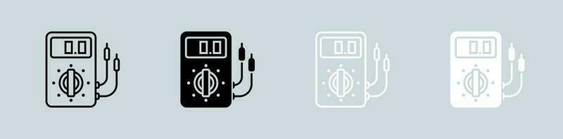 voltmeter ikon uppsättning i svart och vit. voltgae tecken vektor illustration.