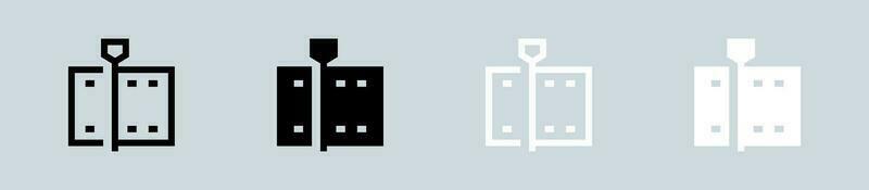 Video Bearbeitung Symbol einstellen im schwarz und Weiß. Clip Zeichen Vektor Illustration.