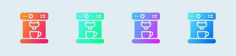 kaffe maskin fast ikon i lutning färger. kaffebryggare tecken vektor illustration.