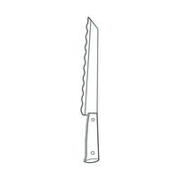 Teller. ein Küche Messer mit ein wellig Klinge zum Brot. Linie Kunst. vektor