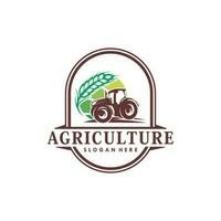 traktor bruka lantbruk logotyp design vektor illustration