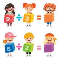matematiskt övning med barn innehav kuber vektor