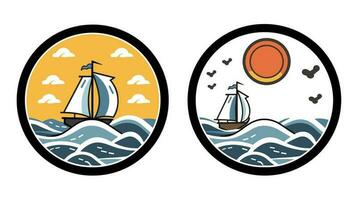 Strand Glückseligkeit Umarmung Gelassenheit mit das faszinierend Strand Symbol Logo vektor