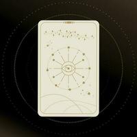 Gold und Weiß Tarot Karte mit ein magisch Auge auf ein schwarz Hintergrund mit Sterne. Tarot Symbolismus. Geheimnis, Astrologie, esoterisch vektor
