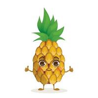 frukt tecknad serie karaktär - ananas. frukt med ansikte, vapen och ben. vektor grafisk.