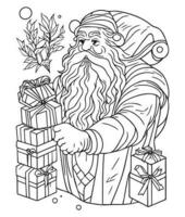 Santa claus Färbung Buchseite. Weihnachten Färbung Buchseite. Santa Klausel Gliederung Clip Kunst vektor