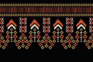 ethnisch Ikat Stoff Muster geometrisch Stil.afrikanisch Ikat Stickerei ethnisch orientalisch Muster schwarz Hintergrund. abstrakt, Vektor, Illustration. Textur, Kleidung, Rahmen, Dekoration, Teppich, Motiv. vektor