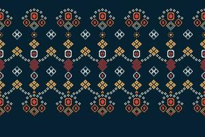 ethnisch geometrisch Stoff Muster Kreuz Stich.ikat Stickerei ethnisch orientalisch Pixel Muster Marine Blau Hintergrund. abstrakt, vektor, illustration. Textur, Kleidung, Rahmen, Dekoration, Motive, Seide Hintergrund. vektor