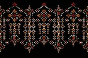 ethnisch geometrisch Stoff Muster Kreuz Stich.ikat Stickerei ethnisch orientalisch Pixel Muster schwarz Hintergrund. abstrakt, vektor, illustration. Textur, Kleidung, Rahmen, Dekoration, Motive, Seide Hintergrund. vektor