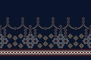 ethnisch geometrisch Stoff Muster Kreuz Stich.ikat Stickerei ethnisch orientalisch Pixel Muster Marine Blau Hintergrund. abstrakt, vektor, illustration. Textur, Kleidung, Rahmen, Dekoration, Motive, Seide Hintergrund. vektor