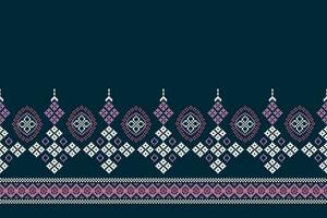 ethnisch geometrisch Stoff Muster Kreuz Stich.ikat Stickerei ethnisch orientalisch Pixel Muster Marine Blau Hintergrund. abstrakt, vektor, illustration. Textur, Kleidung, Rahmen, Dekoration, Motive, Seide Hintergrund. vektor