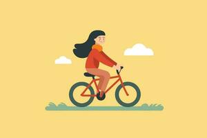 skön flicka ridning cykel vektor illustration