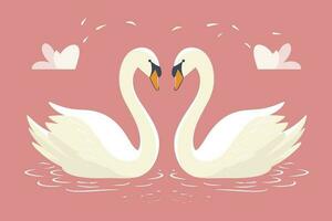 två svanar bildas kärlek form illustration, två svanar bildas kärlek form, svanar menade för kärlek, älskarens dag bakgrund, valentines dag bakgrund vektor