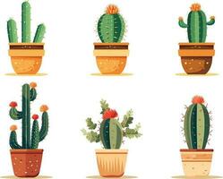 uppsättning av öken- växt kastruller vektor illustration, uppsättning av kaktus växt kastruller vektor illustration, uppsättning av inomhus- växt kastruller illustration