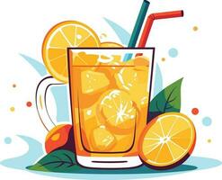 erfrischend Zitrusfrüchte Saft im Glas auf Weiß Hintergrund, erfrischend Orange Saft im Glas Vektor Illustration