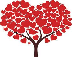 Liebe geformt Baum mit Liebe Symbole Illustration auf isoliert Hintergrund vektor
