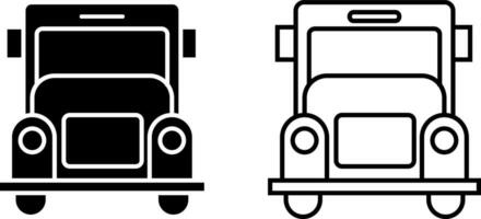 Schule Bus Symbol im Glyphe und Linie Stil. Vektor Illustration