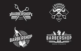 barberare affär logotyp design med bakgrund vektor
