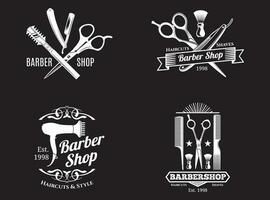 barberare affär logotyp design med bakgrund vektor