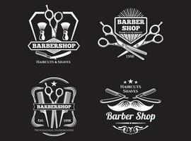 Barbier Geschäft Logo Design mit Hintergrund vektor