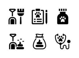 enkel uppsättning av husdjur affär vektor fast ikoner