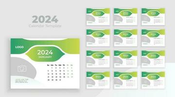 Schreibtisch Kalender Vorlage 2024. Woche Start auf Sonntag vektor