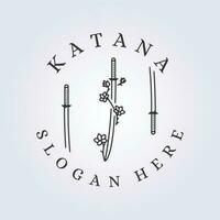 katana samuraj svärd med blomma logotyp vektor illustration design