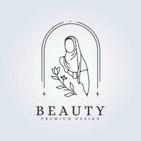 estetisk och skönhet hijab flicka logotyp vektor illustration design