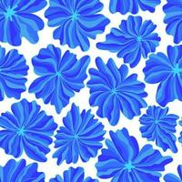 vågig blommor sömlös mönster. blå exotisk växter textil- yta. blommig sömlös bakgrund vektor