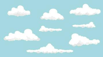 Wolke Satz, einstellen von Weiß Karikatur Wolken, Weiß Wolken Sammlung eben Stil einfach zu bearbeiten, Vektor Illustration.