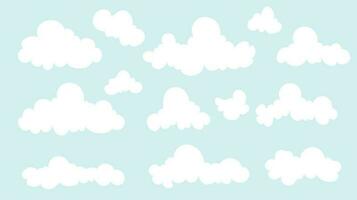 Wolke Satz, einstellen von Weiß Karikatur Wolken, Weiß Wolken Sammlung eben Stil einfach zu bearbeiten, Vektor Illustration.