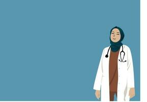 illustration karaktär läkare muslim kvinna isolerat vektor