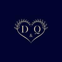 dq blommig kärlek form bröllop första logotyp vektor