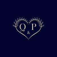 qp Blumen- Liebe gestalten Hochzeit Initiale Logo vektor
