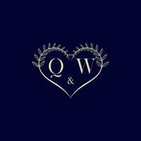 qw blommig kärlek form bröllop första logotyp vektor