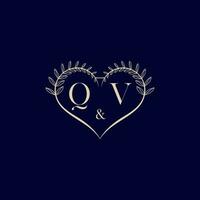 qv blommig kärlek form bröllop första logotyp vektor