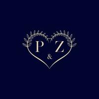 pz Blumen- Liebe gestalten Hochzeit Initiale Logo vektor